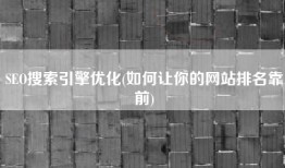 SEO搜索引擎优化(如何让你的网站排名靠前)