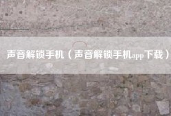 声音解锁手机（声音解锁手机app下载）