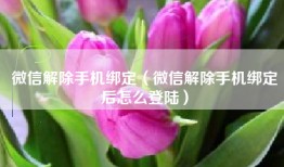 微信解除手机绑定（微信解除手机绑定后怎么登陆）