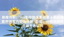 易观分析：2014年中国搜索引擎＆无线搜索市场实力矩阵分析  百度、谷歌中国处于领先者队列