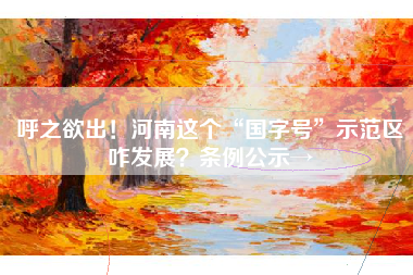 呼之欲出！河南这个“国字号”示范区咋发展？条例公示→