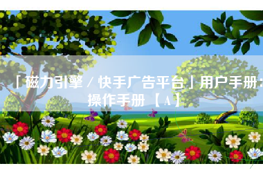 「磁力引擎／快手广告平台」用户手册：操作手册 【A】
