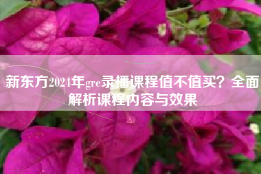 新东方2024年gre录播课程值不值买？全面解析课程内容与效果