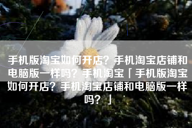 手机版淘宝如何开店？手机淘宝店铺和电脑版一样吗？手机淘宝「手机版淘宝如何开店？手机淘宝店铺和电脑版一样吗？」